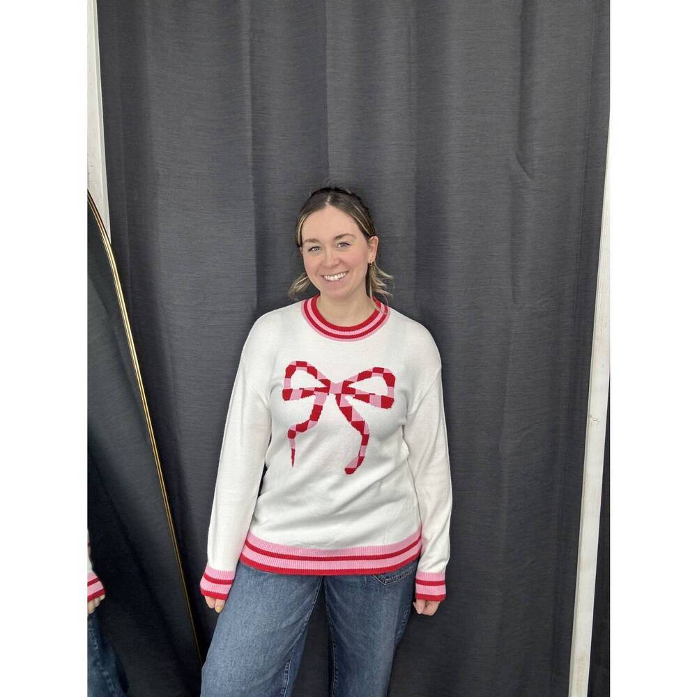 NEW DEAR LOVER gloria sweater in white/red/pink